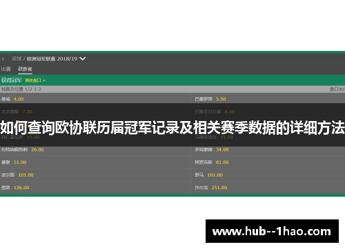 如何查询欧协联历届冠军记录及相关赛季数据的详细方法