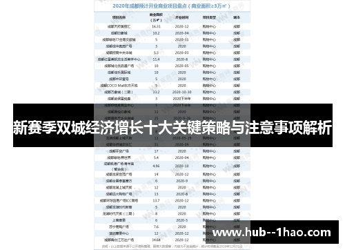 新赛季双城经济增长十大关键策略与注意事项解析